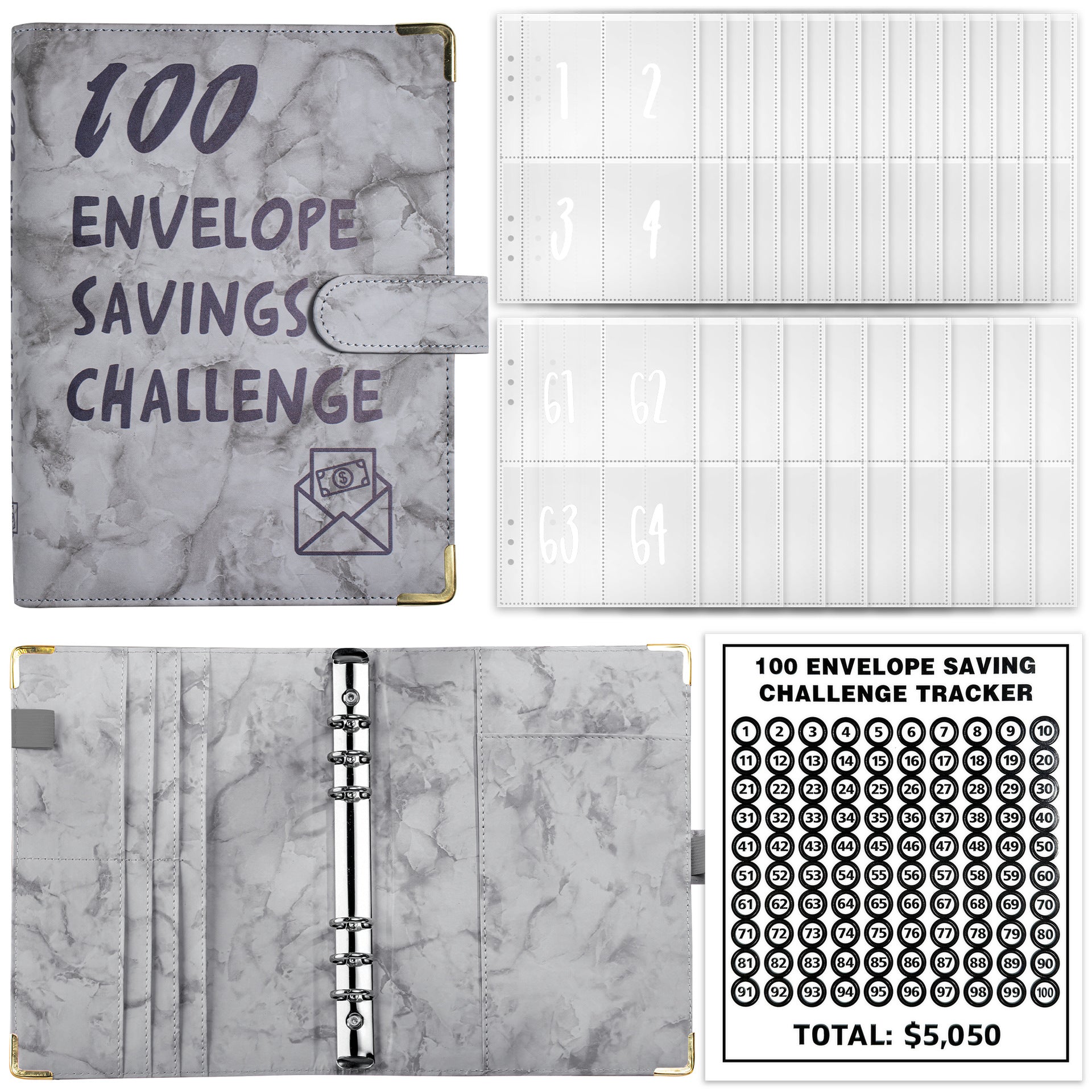 Wholesale 100 Envelope Challenge Couple Loose Page Savings Notebook